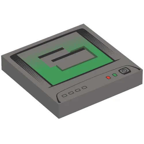 Tile 2 x 2 with Computer Monitor, White Power Switch Icon Print