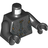 Torso Armor, Dark Bluish Gray Lines, and Orange Lines and Spots Print, Black Arms and Hands