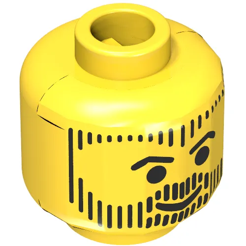 Minifig Head Aquashark, Beard, Hair, and Sideburns in Vertical Line Print [Blocked Open Stud]