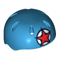 Helmet, Sports with Vent Holes and Red Star Print