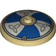 Dish 4 x 4 Inverted [Radar] with Viking Shield Blue / White Sections and Silver Ornament Print