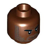 Minifig Head Karl Mordo, Dual Sided, Beard Stubble, Eyebrows, Neutral / Angry Print [Hollow Stud]