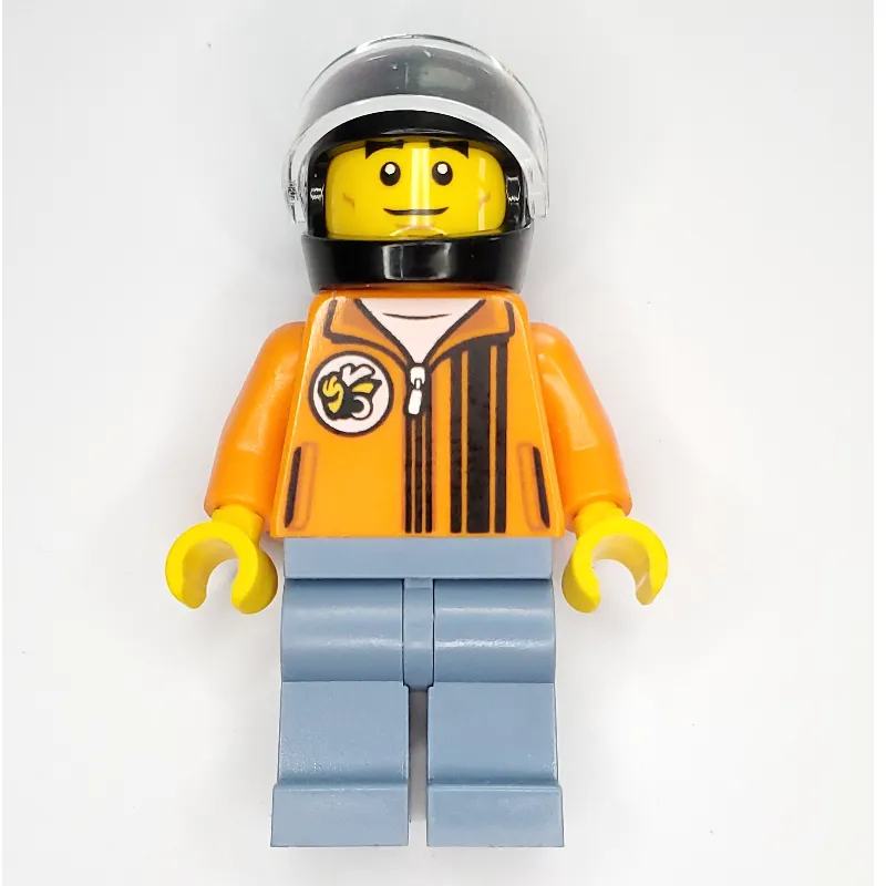 Race Driver - Orange Torso, Sand Blue Legs, Black Helmet