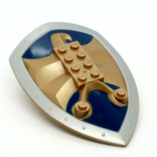 Large Figure Shield, 2 x 4 Brick Relief, Jayko Hawk with Dark Blue and Silver Print