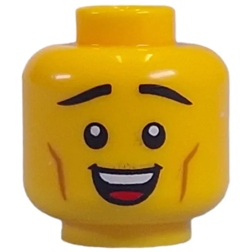 Minifig Head Determined Grimace, Sweat / Relieved Smile Print