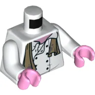 Torso Chef Jacket, Dirty Dark Tan Scarf Print, White Arms, Bright Pink Hands