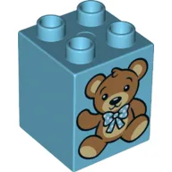 Duplo Brick 2 x 2 x 2 with Teddy Bear Print on 2 sides, with/without Bandages