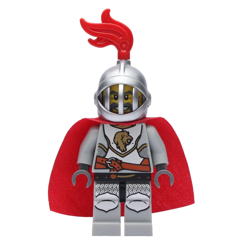 Lion Knight, Helmet with Grille and Red Plume, Cape
