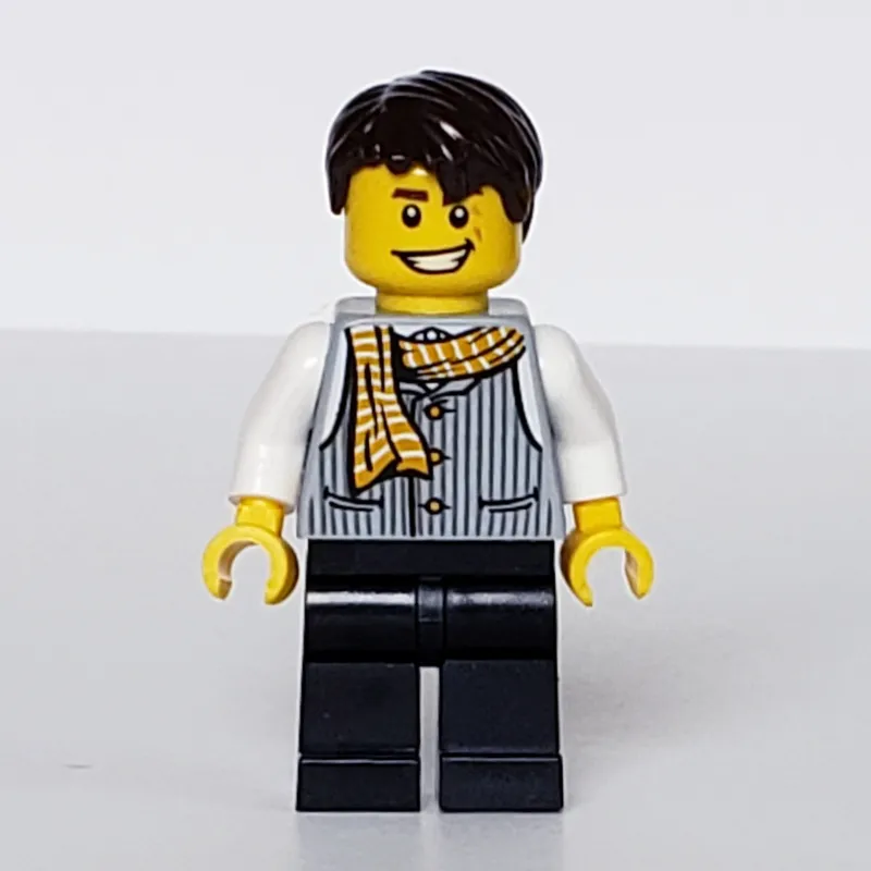 Striped Vest with Yellow Striped Scarf and Black Legs