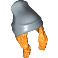 Hair and Hat, Two Braids and Beanie, Sand Blue Pattern