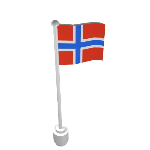 Flag on Flagpole, Wave with Norway Print