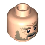 Minifig Head Radagast, Dual Sided, Beard and Bushy Eyebrows Smiling / Shouting Print [Hollow Stud]