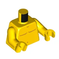 Torso Bare Chest with Dark Orange Body Lines / Duck Logo Tattoo Print, Yellow Arms and Hands