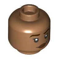 Minifig Head Moana, Reddish Brown Eyebrows, Lips, Open Mouth Talking/Stern with Raised Eyebrow print