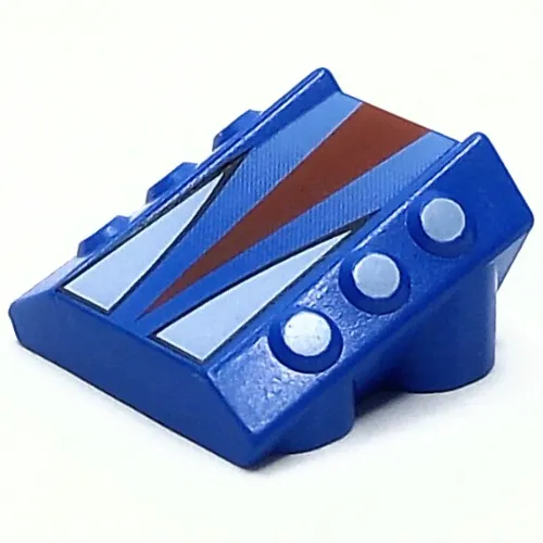 Slope 2 x 2 No Studs, with 3 Side Pistons Raised Edges and Red and White Triangles Print