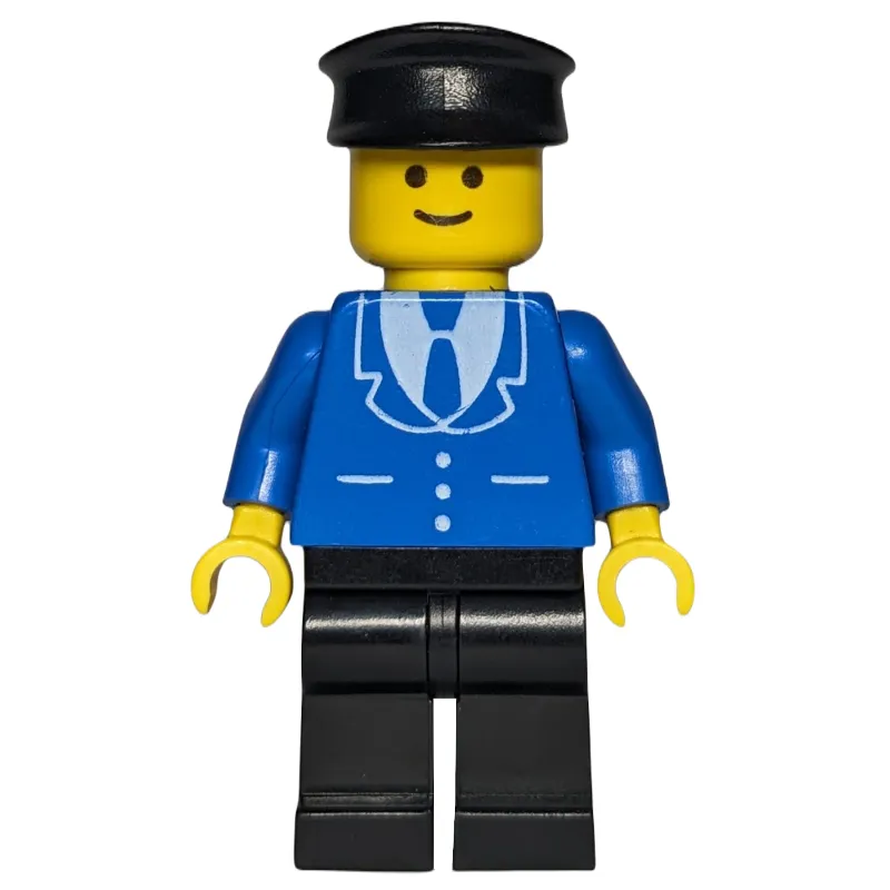 Man, Blue Jacket with Tie and Three Buttons, Black Legs, Black Hat