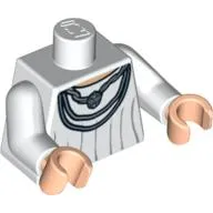 Torso Robe with Silver Necklace Print, White Arms, Light Nougat Hands