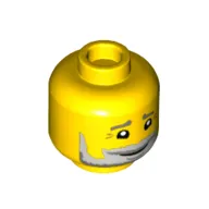 Minifig Head Lighthouse Keeper, Crows Feet, Light Bluish Gray and Dark Bluish Gray Beard, Smile Print