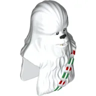 Minifig Head Special, Wookiee with Black Eyes and Nose and Red and Green Strap Print (Chewbacca)