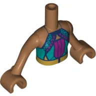 Minidoll Torso Girl with Dark Turquoise/Dark Purple Top, Dark Blue Laces, Light Orange Belt Print, Medium Nougat Arms and Hands
