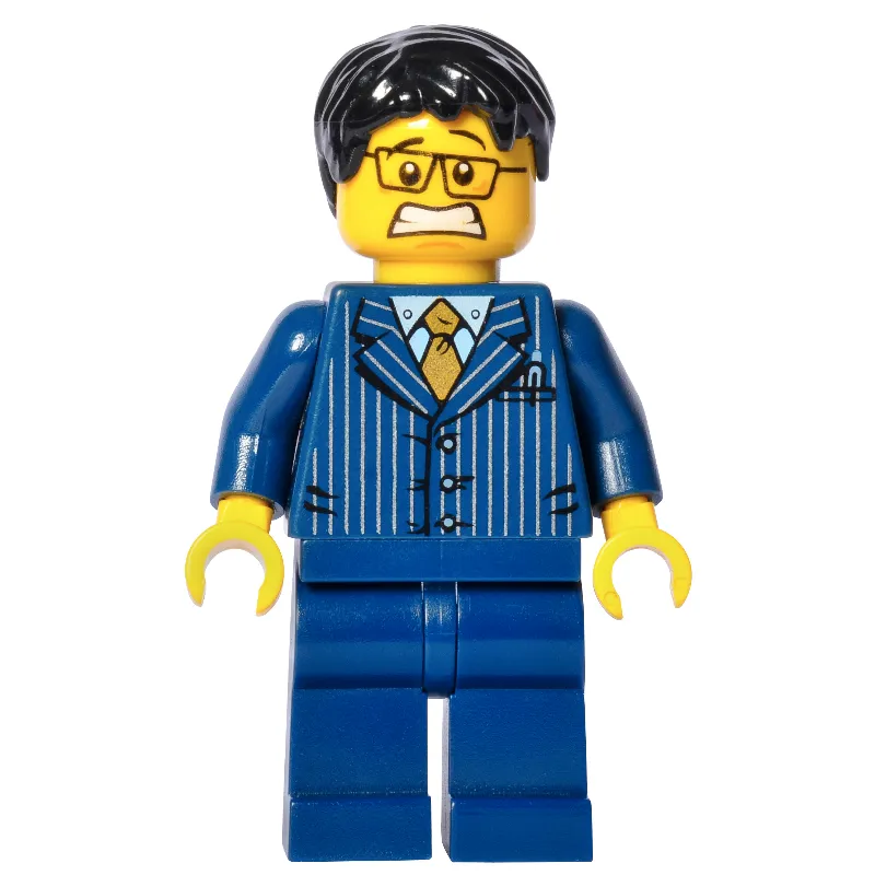Man, Dark Blue Pinstripe Suit with Gold Tie, Black Hair, Glasses, 3626cpr0792