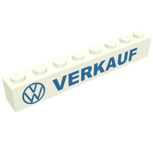 Brick 1 x 8 with 'VW VERKAUF' Blue Print