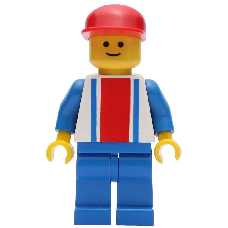 Man - White Torso with Blue/Red Stripes, Blue Legs, Red Cap