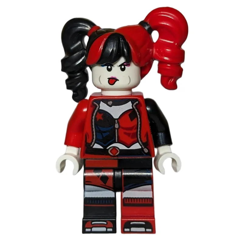 Harley Quinn in Black and Red Jester Outfit, Black/Red Hair