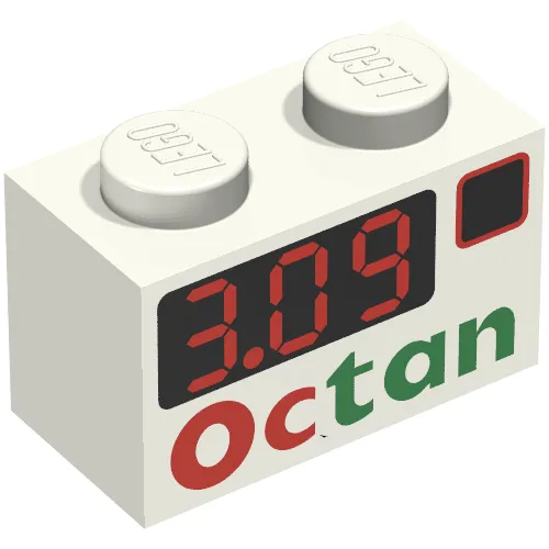 Brick 1 x 2 with 'Octan 3.09' Print