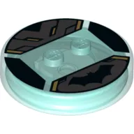 Function Brick Round 4 x 4 x 2/3 with 2 Studs and Batman Symbol print