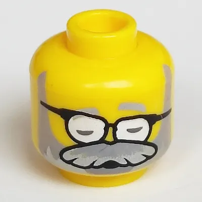 Minifig Head Mr. Oz, Dual Sided, Glasses, Light Bluish Gray Beard / Asleep Print