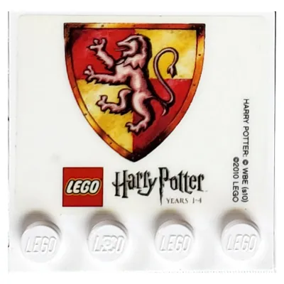 Plate Special 4 x 4, Studs on One Edge with 'LEGO Harry Potter Years 1 - 4' with Gryffindor Crest Print (Sticker)