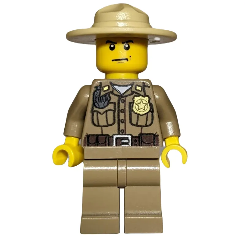 Forest Police / Ranger, Dark Tan Shirt with Radio and Badge, Dark Tan Legs, Tan Campaign Hat