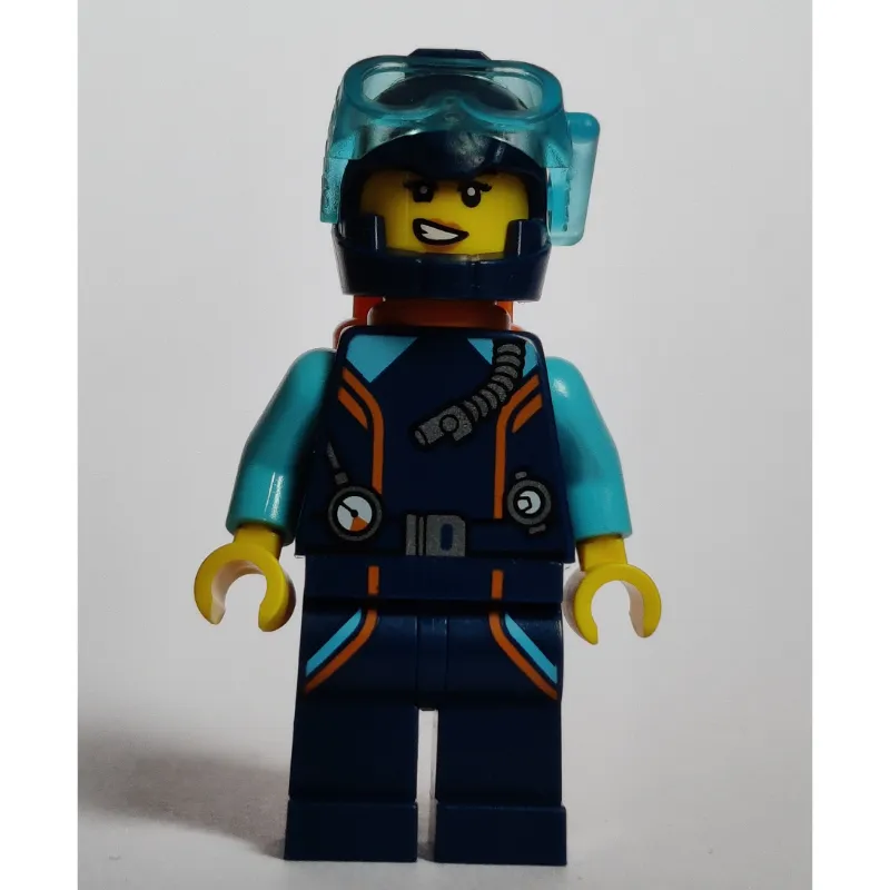 Ocean Explorer Diver, Woman, Dark Blue Wetsuit and Helmet