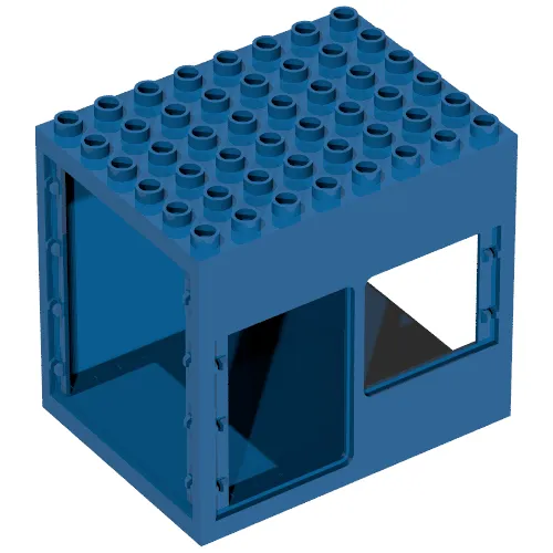 Duplo Building 6 x 8 x 6 Drive Through with Door and Window Openings with 'POLICE' Print