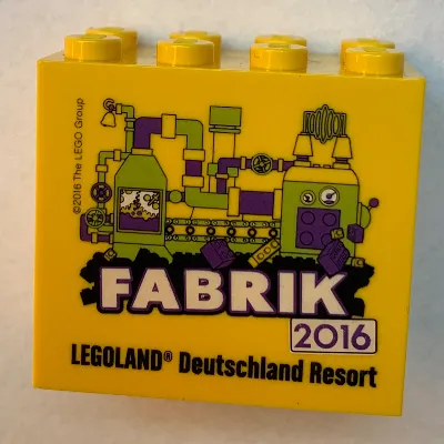 Brick 2 x 4 x 3 with 'LEGOLAND Deutschland Resort FABRIK 2016' Print