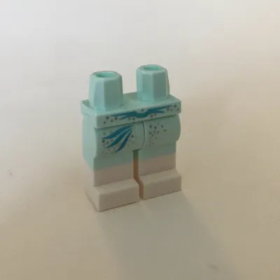 Hips with Light Aqua Legs and White Boots Pattern with Azure Waves and Silver Stars print