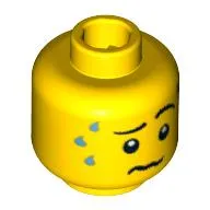 Minifig Head Gorilla Suit Guy, Wrinkled Mouth and Sweat Drops Print [Blocked Open Stud]
