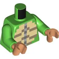 Torso, Pixelated Turtle Chest Print, Bright Green Arms, Nougat Hands