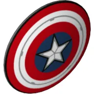 Shield Round Bowed, Red, White, and Blue Circles with Star, Silver Trim Print (Captain America)