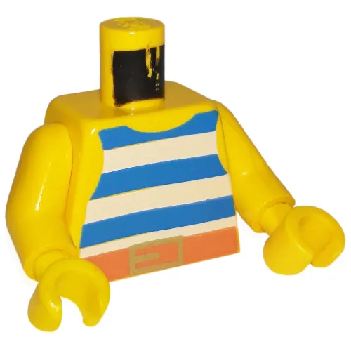 Torso Vest with Blue and White Stripes with Gold Belt Buckle Print, Yellow Arms and Hands