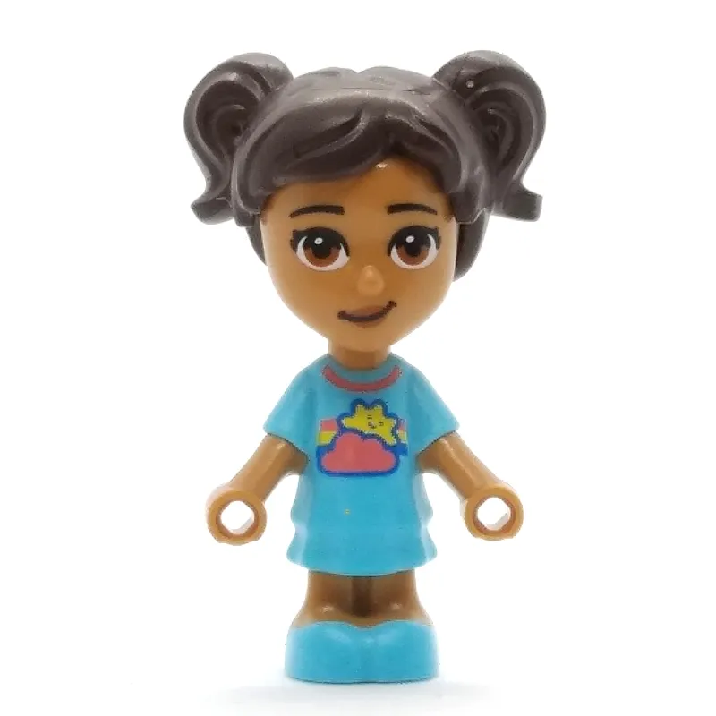 Maya - Medium Azure Dress, Dark Brown Hair