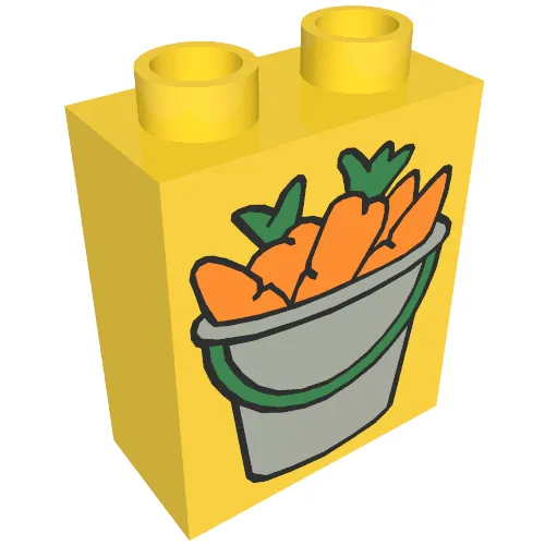 Duplo Brick 1 x 2 x 2 with Bucket of Carrots Print