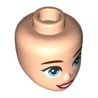 Minidoll Head, Reddish Brown Eyebrows, Medium Blue Eyes, Coral Lips, Open Mouth Smile