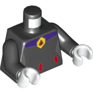 Torso Red Ovals at Waist and Red and Yellow Amulet Print (Raven), Black Arms, White Hands