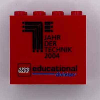 Brick 2 x 4 x 3 with 'LEGO educational division JAHR DER TECHNIK 2004' Print