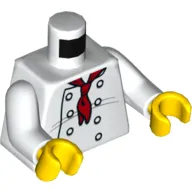 Torso Chef Jacket with 8 Buttons, Long Red Neckerchief / '2013 The LEGO Store Des Peres, MO' on Back Print, White Arms, Yellow Hands