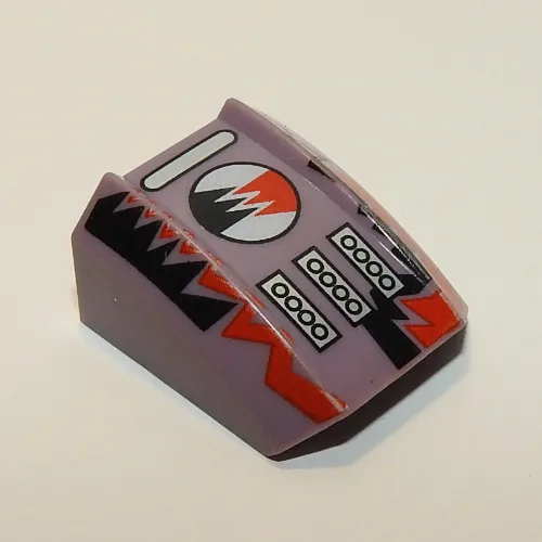 Brick Curved 2 x 2 with Lip, No Studs with Red/Black Lightning Print [4566]