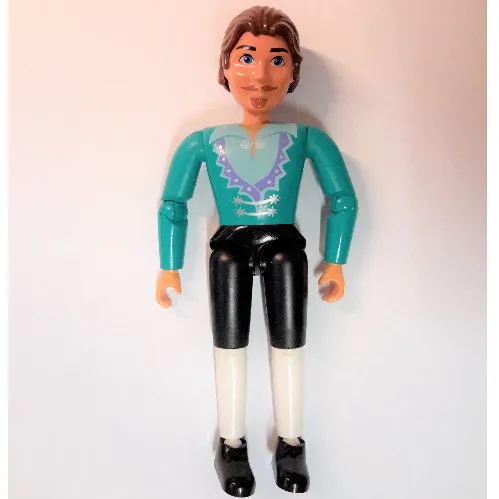 Belville Figure Articulated Elbows, Male, Brown Hair, Dark Turquoise Shirt with Light Purple Pointed Collar Print (King Belville)