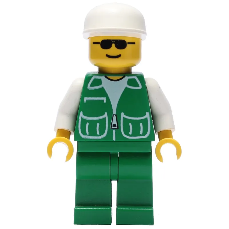 Man, Green Jacket, Green Legs, White Cap, Sunglasses